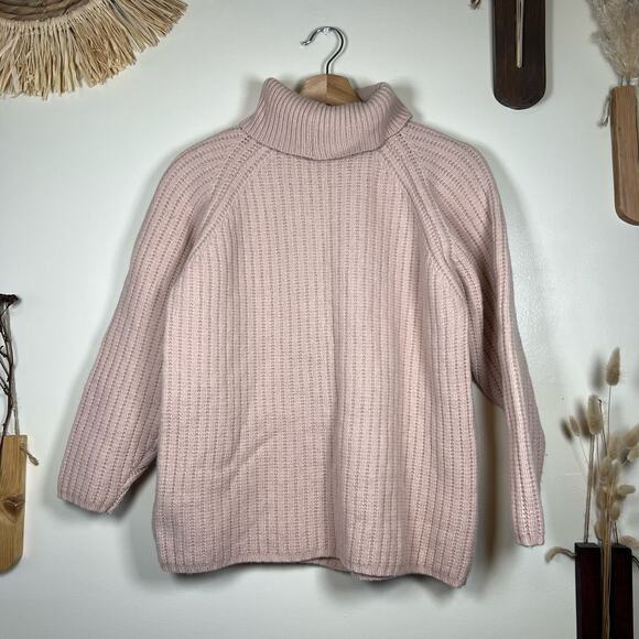 Women's Dusty Pink Jeanne Pierre Wool Blend Turtleneck Knit Sweater Size Medium - Picture 3 of 4